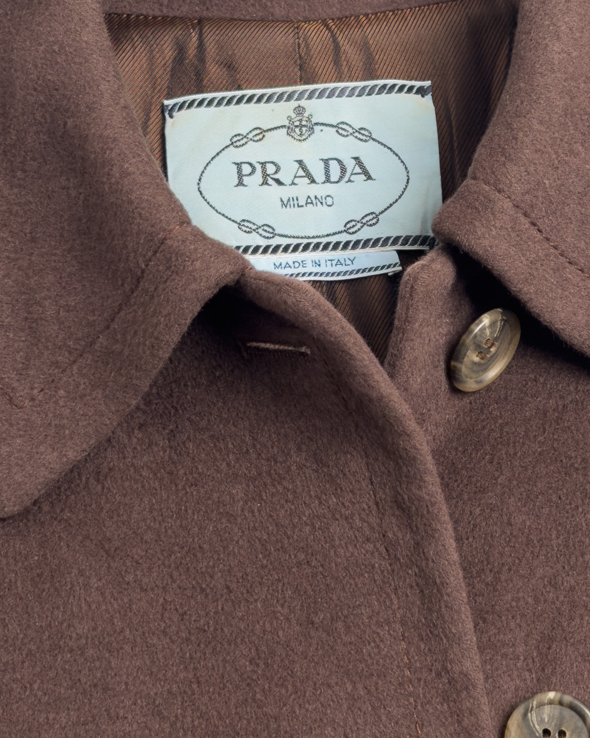 Prada Milano Alpaca Wool Belted Coat | Dark Brown