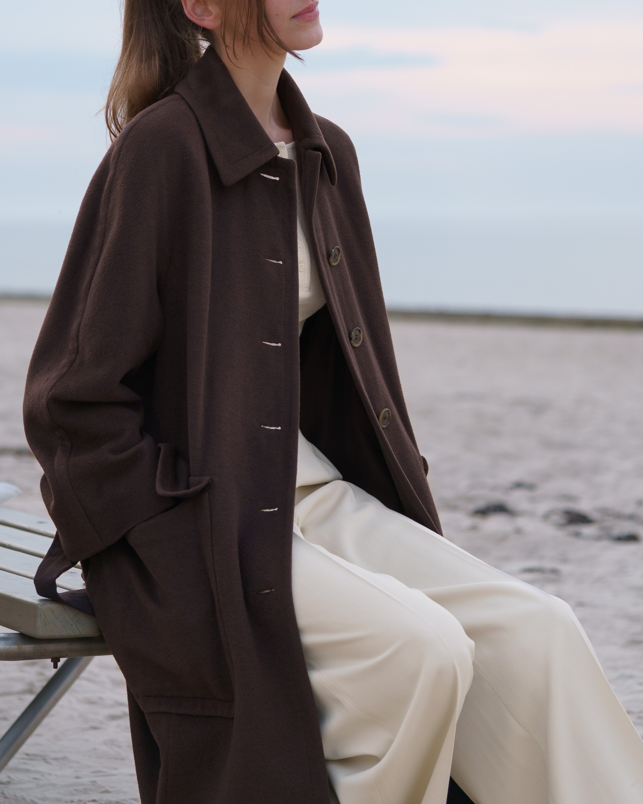 Prada Milano Alpaca Wool Belted Coat | Dark Brown