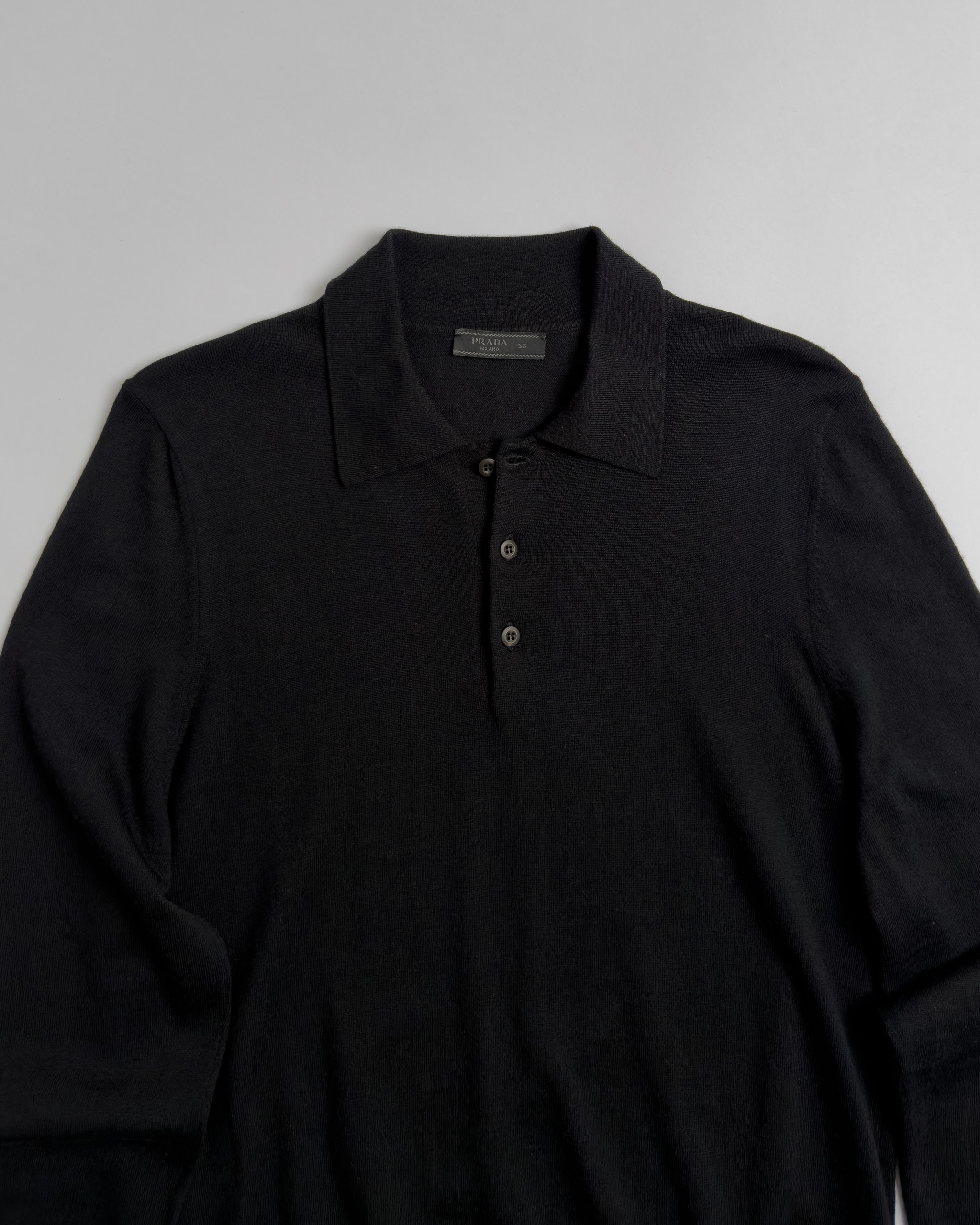 Prada Milano Wool Knit Polo | Black