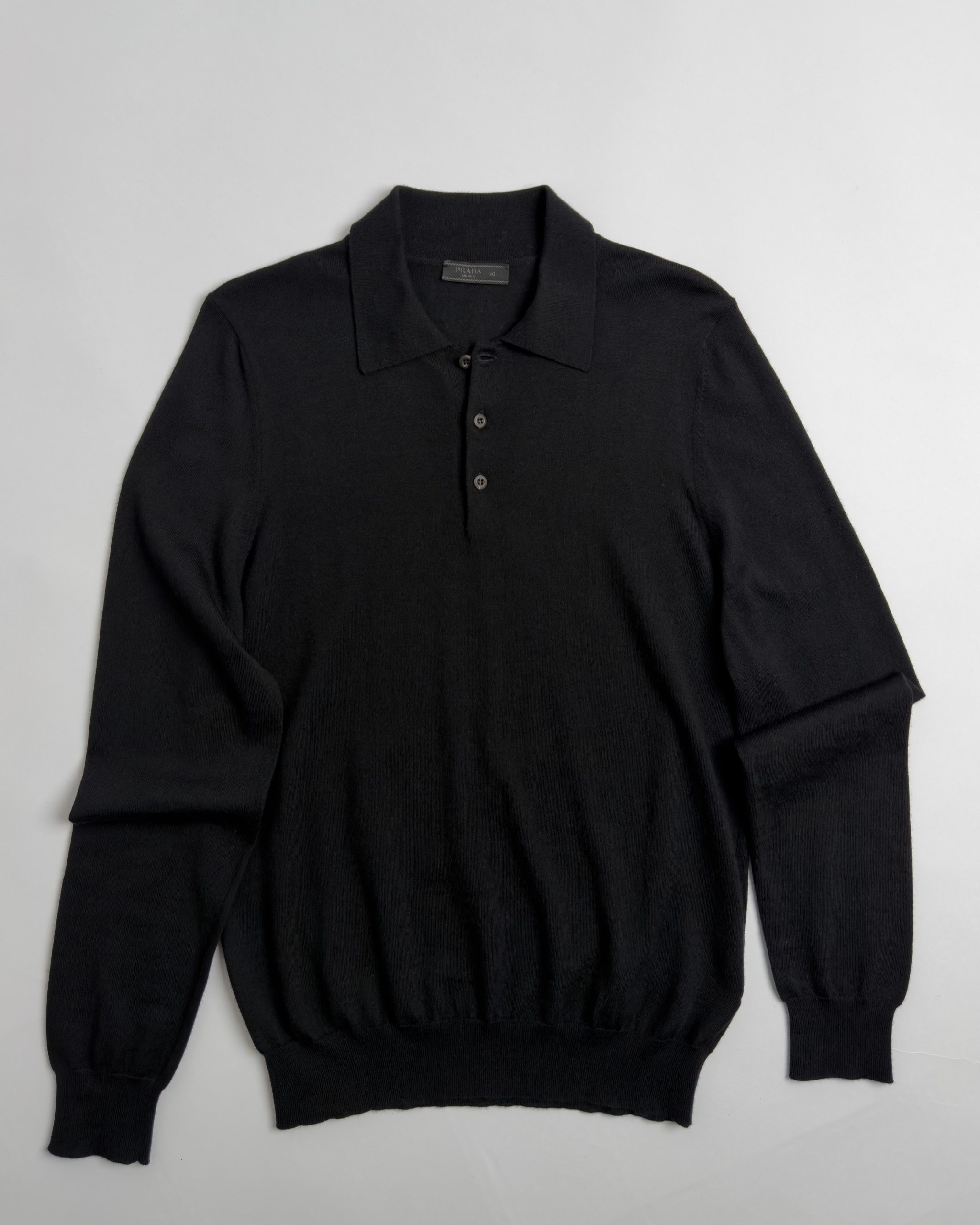Prada Milano Wool Knit Polo | Black
