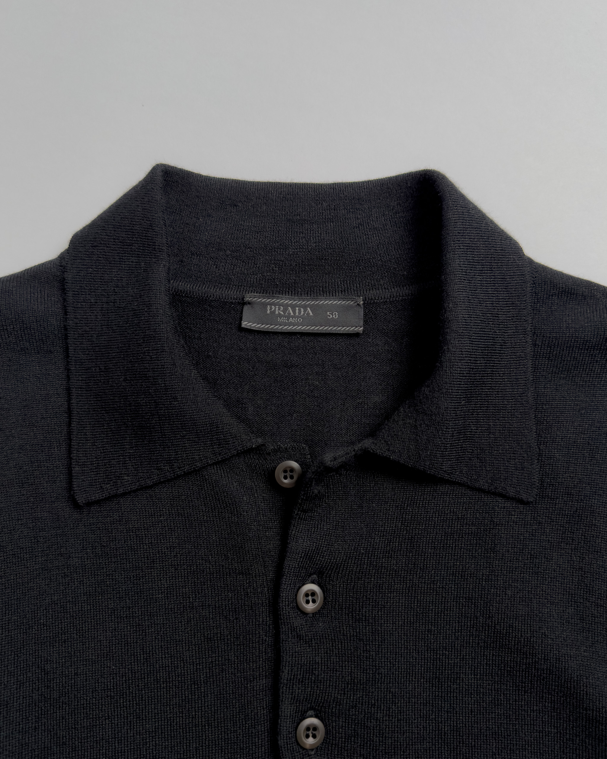 Prada Milano Wool Knit Polo | Black