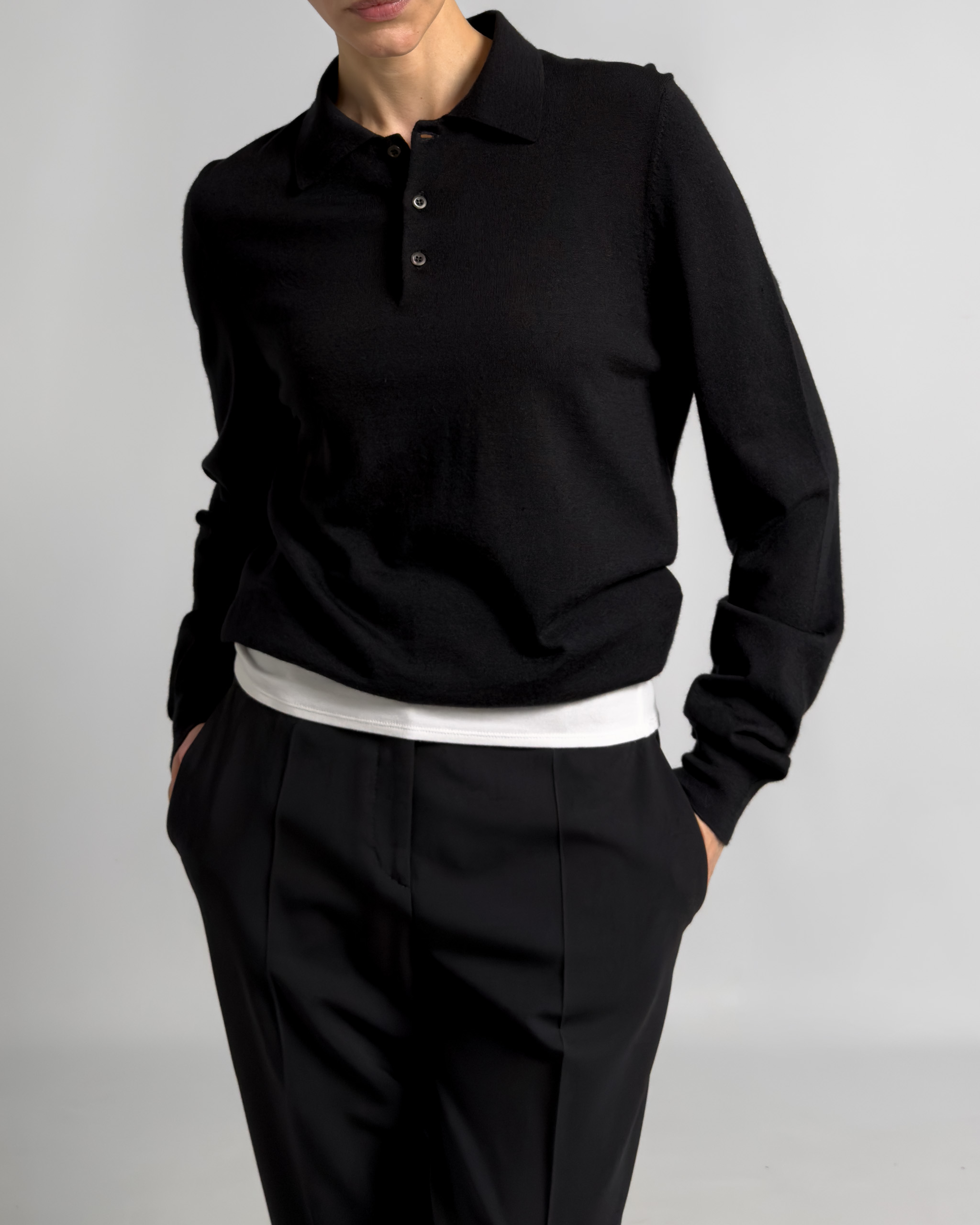 Prada Milano Wool Knit Polo | Black