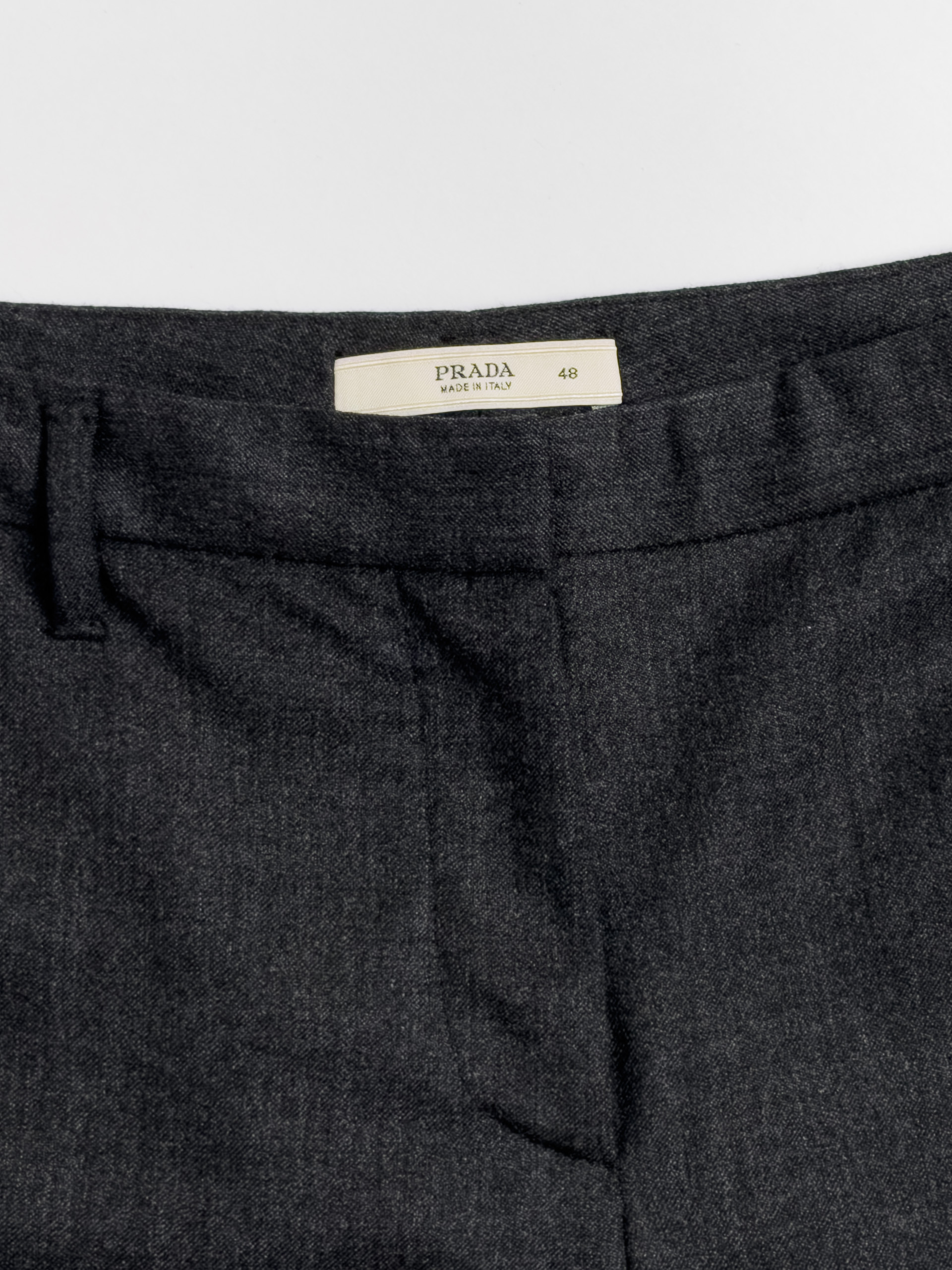 Prada Straight-Leg Wool Trousers | Charcoal Grey