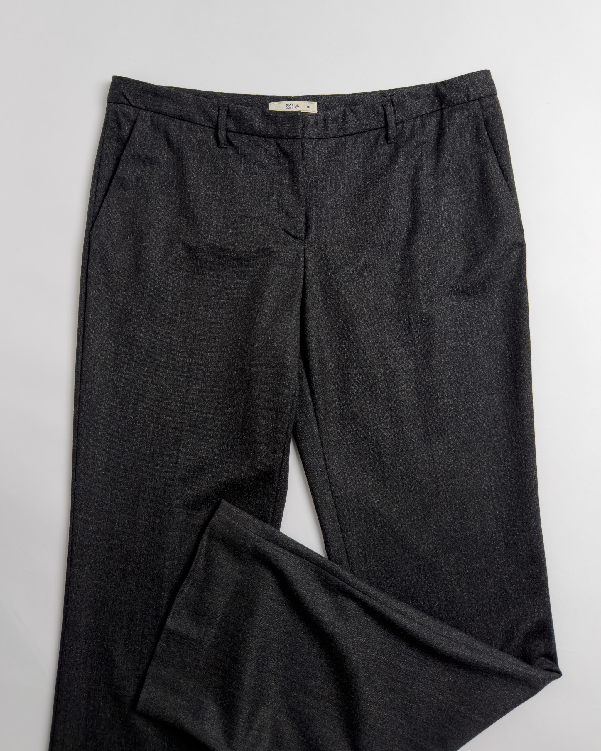 Prada Straight-Leg Wool Trousers | Charcoal Grey