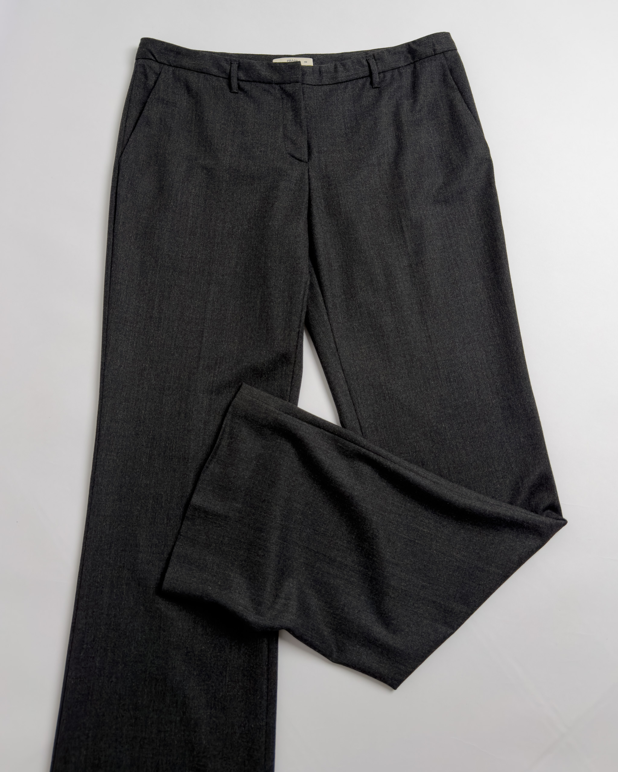 Prada Straight-Leg Wool Trousers | Charcoal Grey