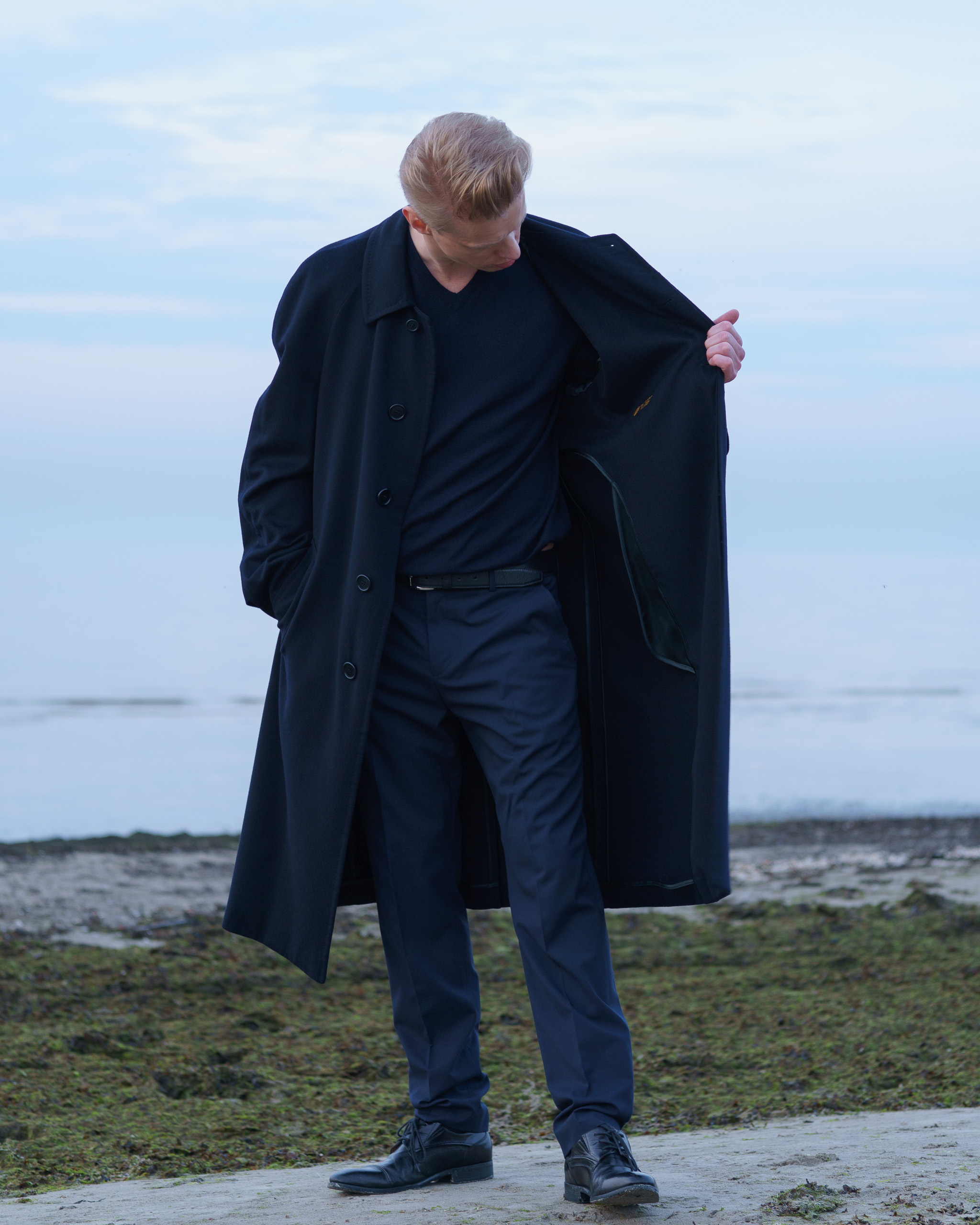 Archive Prada Belted Coat, Loro Piana Wool & Cashmere | Navy