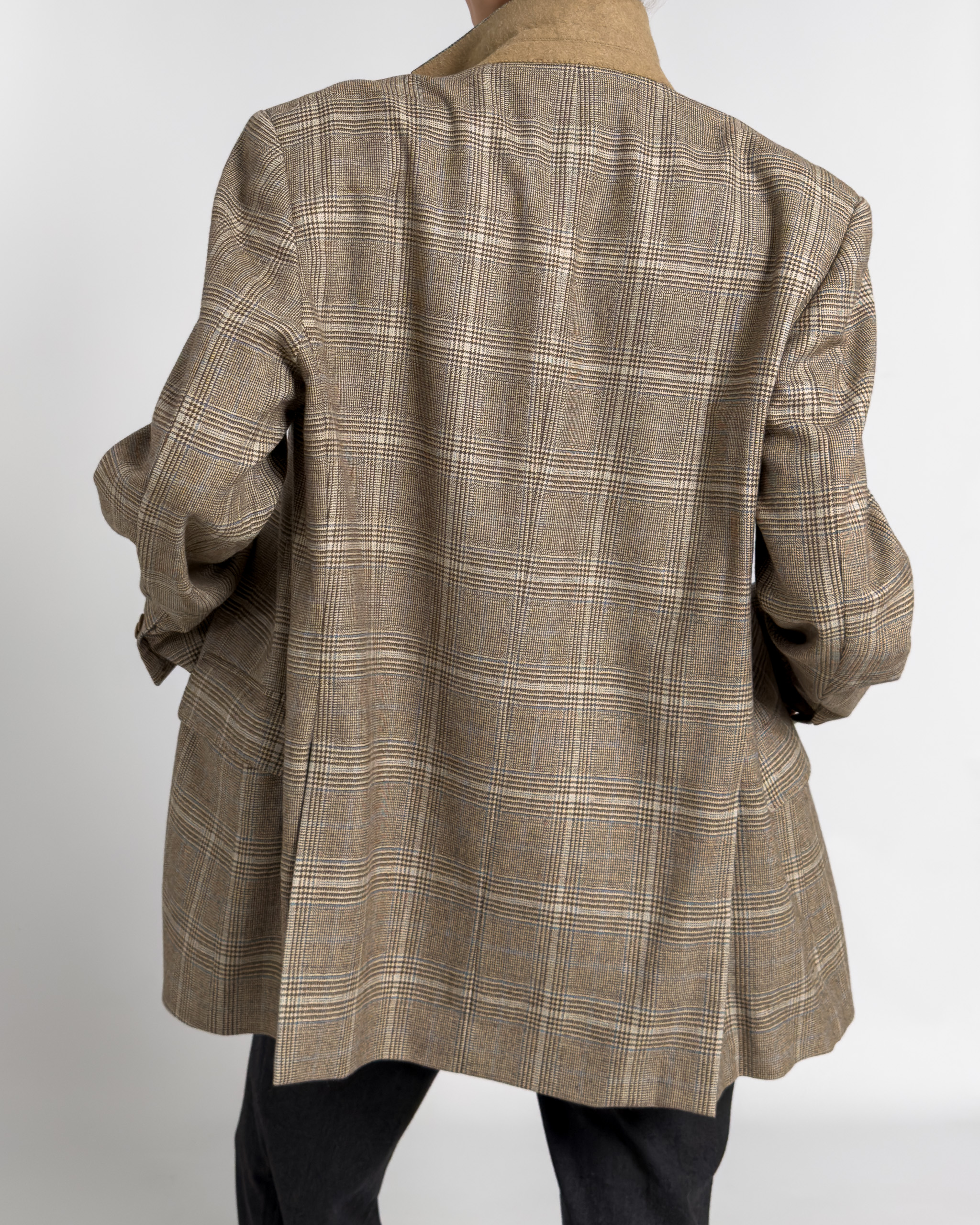 Old England Loro Piana Merino Check Blazer | Beige