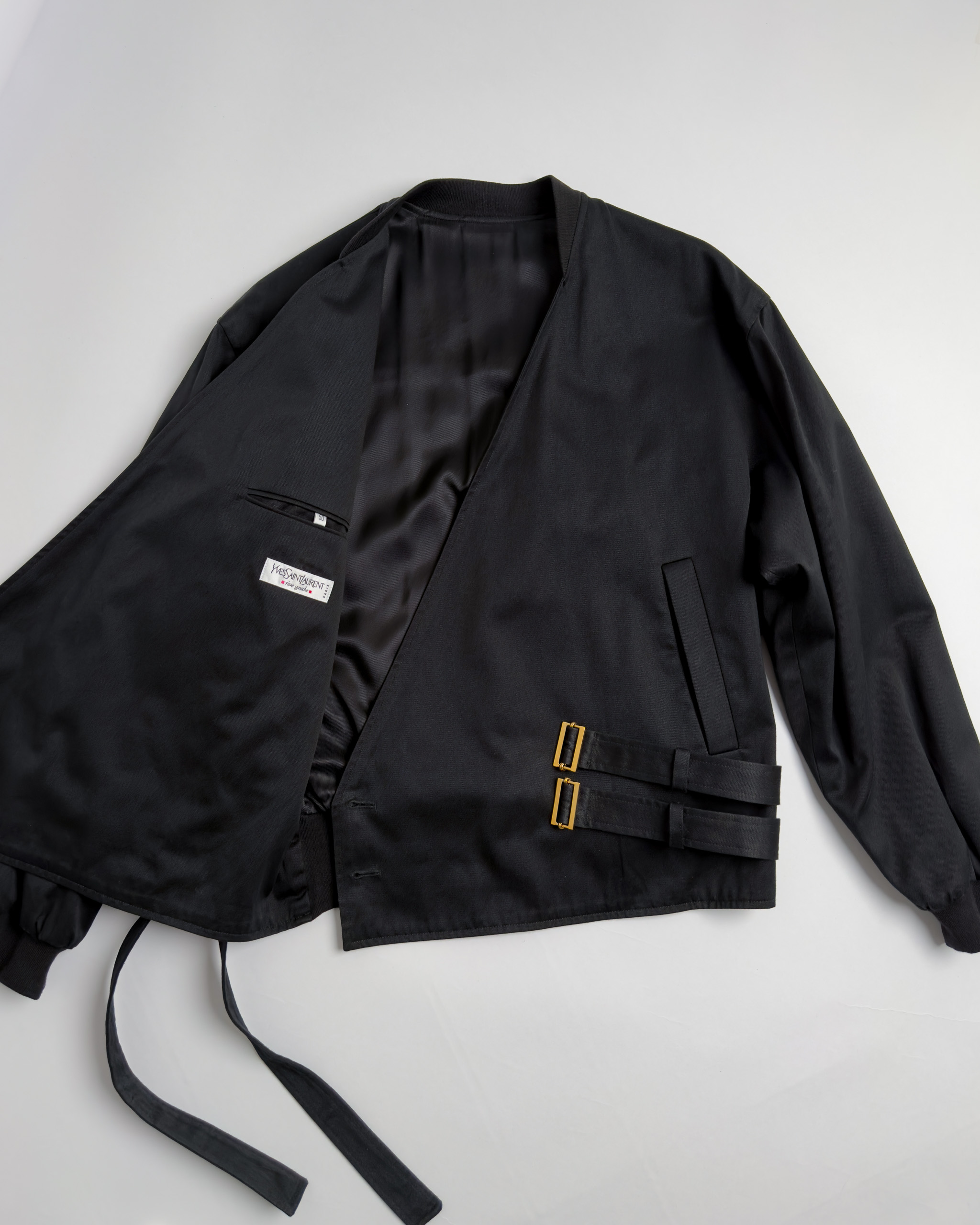 Yves Saint Laurent Rive Gauche Wrap Bomber Jacket | Black